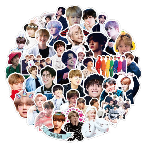 BTS Stickers 50PCS Idol Stickers for Water Bottle,Kpop Stickers Vinyl Waterproof Stickers for Kids.Laptop,Bumper,Skateboard,Water Bottles,Computer,Phone,Stickers for Kids Teens Adult