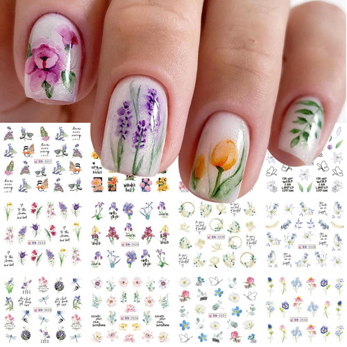 12 Sheets Flower Water Transfer Nail Decals Fresh Nail Stickers with Assorted Patterns Blossom Flower Orchid Butterfly Dragonfly DIY Nail Art Watermark Nail Designs Manicure Stickers(12) 12 Sheets Flower Water Transfer Nail Decals Fresh Nail Stickers with Assorted Patterns Blossom Flower Orchid Butterfly Dragonfly DIY Nail Art Watermark Nail Designs Manicure Stickers(12)