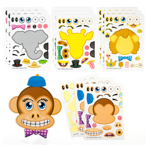 Make A Zoo Animal Stickers - 12 Pack - Zoo and Safari Themed Birthday Party Favors - Fun Craft Project for Children 3+ - Let Your Kids Get Creative & Design Animal Stickers