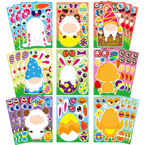 27 Sheets Easter Stickers for Kids Make a Face Stickers with Easter Animal Egg Themed Make Your Own Easter Stickers Easter Gifts for Kids Schools Classroom Party Favor Supplies