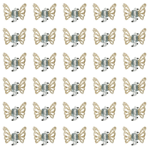 30pcs Small Butterfly Hair Clips Mini Claw Clips Cute Light Yellow Hair Clips Metal Decorative Tiny Hair Clips Kid Baby Toddler Halloween Hair Accessories Women Girls Gift