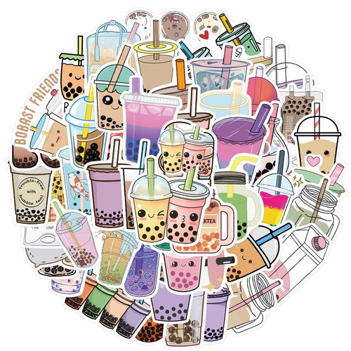 Kawaii Bubble Tea Gifts Sticker, Boba Tea Gifts Stickers for Teens Water Bottles Guitar Fridge Scrapbook Party Favors Cute Drink Vinyl Waterproof Decorations Stickers for Water Bottles Laptop Decals Scrapbook Journal (Bubble Tea)