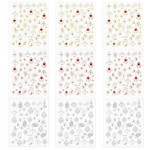 9 Sheets Moon Star Nail Stickers Cute Nail Stickers Gold Bronzing 3D Nail Stickers Self-Adhesive Nail Art Decals for Women Girls Nail Art Design 9 Sheets Moon Star Nail Stickers Cute Nail Stickers Gold Bronzing 3D Nail Stickers Self-Adhesive Nail Art Decals for Women Girls Nail Art Design
