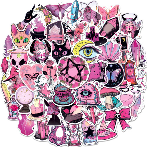 50 PCS Witch Stickers, Witchy Stickers, Apothecary Aesthetic Stickers for Water Bottle Laptop Spooky Witch Stickers for Teens Adults