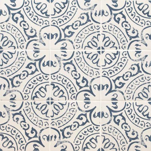 Indigo Encaustic 8 in. x 8 in. Sample Glazed Porcelain Wall Tile for Bathroom, Floor Tile and Kitchen Backsplash