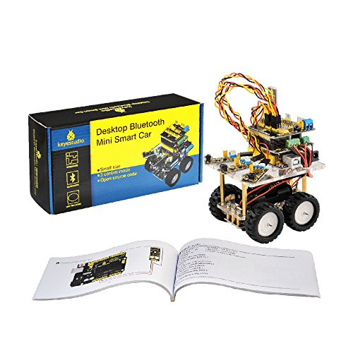 KEYESTUDIO DIY Robot Car Kit for Arduino, 4WD Desktop Bluetooth Mini Smart Car with Tutorial for Stem Education
