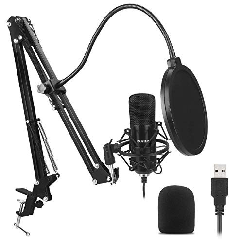 USB Microphone Kit, ZAFFIRO Condenser Microphone Plug& Play Cardioid Computer Microphone for Desktop/Laptop/Notebook,Recording for Podcasting, Live Streaming, Gaming or Chatting,Black