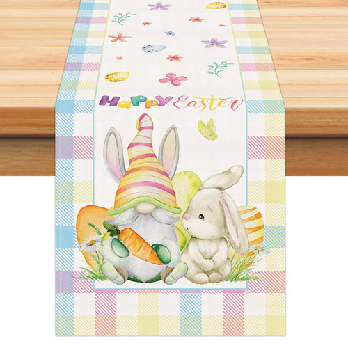 Easter Table Runner Decorations, 13x72 Inch Buffalo Plaid Spring Easter Eggs Bunny Holiday Farmhouse Kitchen Dining Table Party Decor Easter Table Runner Decorations, 13x72 Inch Buffalo Plaid Spring Easter Eggs Bunny Holiday Farmhouse Kitchen Dining Table Party Decor
