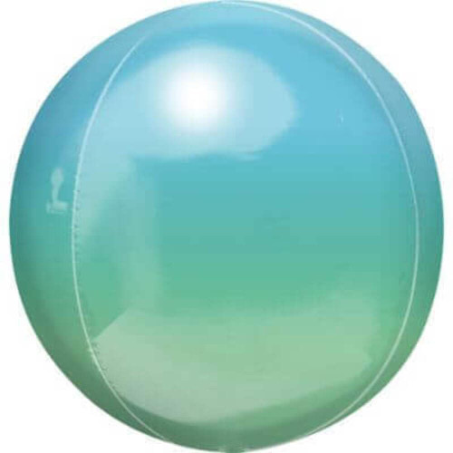 16" Ombre Orbz-Blue & Green Foil Balloon, Multicolor