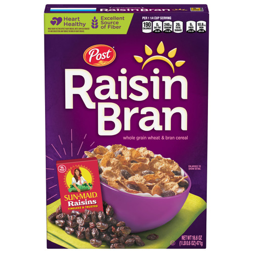 Raisin Bran Cereal, Made with Wheat and Bran Flakes and Sweet Sun-Maid Raisins, 16.6 OZ Box