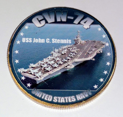Navy USS John C Stennis CVN-74 Colorized Challenge Art Coin
