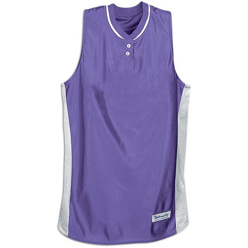 Womens Dazzle Two Button Softball Top, Purple/White, Medium