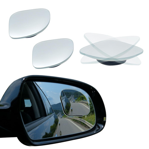 2 PCS Blind Spot Mirrors, Convex Cubicle Mirror, Fan Shaped HD Glass Frameless Convex Rear View Mirror, Universal Fit, HD, Stick on, Frameless, Convex, Wide Angle, Rear View Mirror