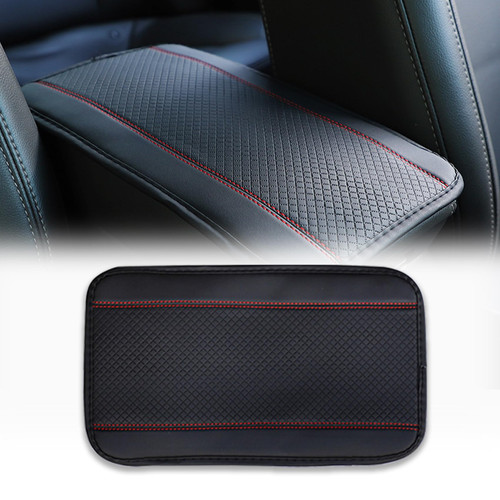 Car Center Console Cover, Universal Leather Waterproof Center Console Armrest Cover, 12.6X 7.2 Inch Comfortable Car Armrest Storage Box Mat, Car Interior Accessories for Most Cars (Black red)