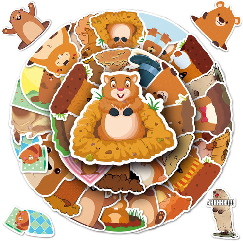 50PCS Groundhog Stickers, Cute Marmot Stickers for Teens Boys Girls Adults, Waterproof Groundhog Vinyl Decals for Laptop Bumper Skateboard Water Bottle Phone (Marmot Stickers)