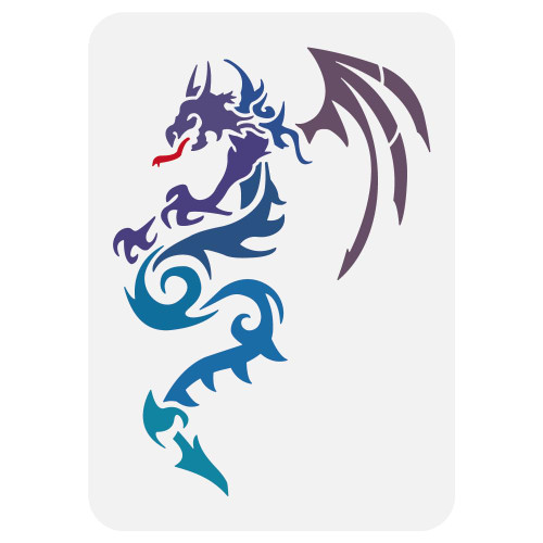 Tattoo Dragon Stencil for Painting 8.3x11.7inch Large Dragon Pattern Stencil Plastic PET Tattoo Dragon with Wings Drawing Template Animal Theme Stencil for Painting on Wood Fabric