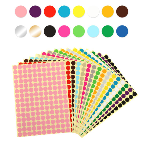 2640Pcs 1/2 Inch Colored Dot Stickers, Coding Labels Circle Dot 16 Color Code Dots Round Adhesive Dots Sticker for Office Classroom Kids(Me)