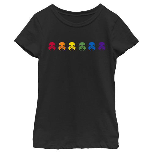 Star Wars Girl's Stormtrooper Pride Rainbow T-Shirt Black, Medium