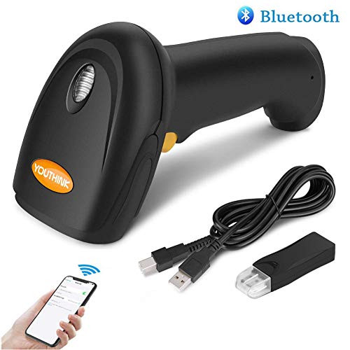 Bluetooth Barcode Scanner - 2.4GHz Wireless & USB Bar Code Scanner Handheld Barcode Reader for Store, Supermarket, Warehouse