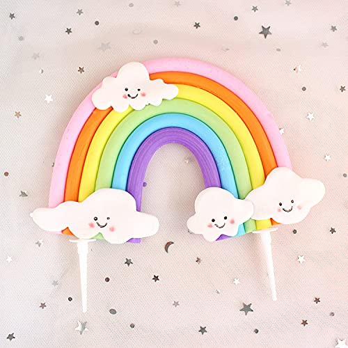 Colorful Rainbow Cake Topper Birthday Wedding Cake Flags Cloud Balloon cake flag Birthday Party Baking Decoration Supplies (cloud)