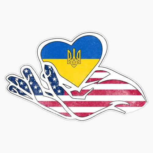 Magnet Loving USA Ukraine Flag Heart Ukrainian Americans Love Retro Magnetic Sticker Decal 5"