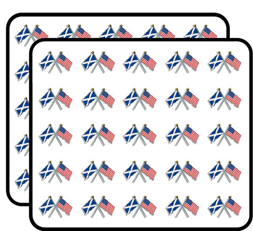 USA and Scotland Waving Flags-on Poles (American Scottish) Sticker for Scrapbooking, Calendars, Arts, Kids DIY Crafts, Album, Bullet Journals
