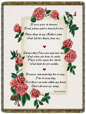 Simply Home If Roses Grow in Heaven Tapestry Throw Blanket USA Made SKU 10319
