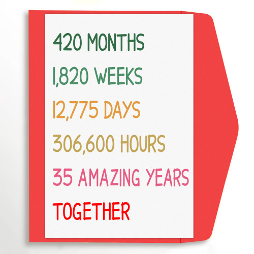 35th Anniversary Card for Him Her, Happy Coral Anniversary for Couples, Vintage 35 Years Marriage Anniversary Card for Women Men, Best 35th Aday Gift Idea for Husband Wife