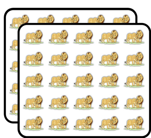 Lion Family Sketch Art Decor Sticker for Scrapbooking, Calendars, Arts, Kids DIY Crafts, Album, Bullet Journals 50 Pack