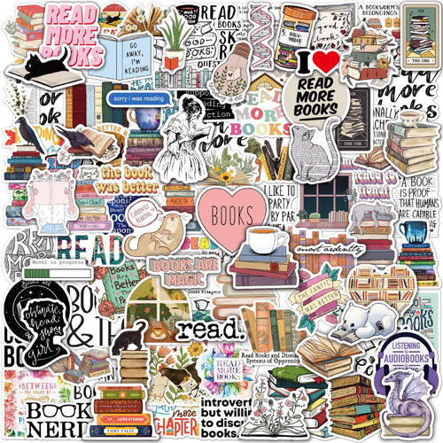 100 PCS Book Stickers for Kindle, Bookish Kindle Reading Stickers for Books, Water Bottles, Laptops, Book Lover Stickers Accessories Gifts for Kids Teens Adults (Reading-a&b, 100 pcs)