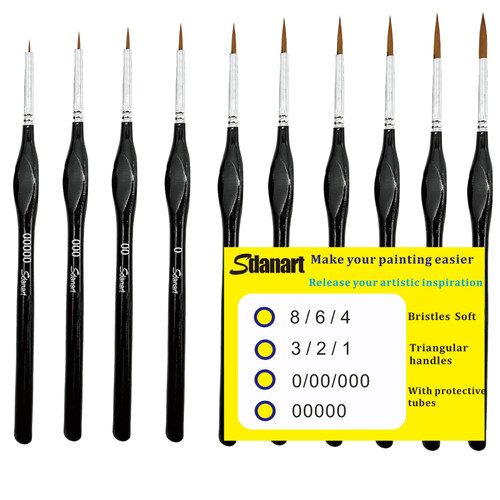 Detail Paint Brush Set?10pcs Miniature Paint Brush Kit Fine Paint Brushes for Acrylic Painting?Model?Watercolor?Oil?Face ?Nail ?Line Drawing
