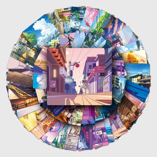 50Pcs Anime Street Scenery Sticker Vinyl Waterproof Aesthetic Sticker for Laptop Scrapbooking Water Bottle Skateboard Luggage Cars Guitar,Japanese Anime Landscape Stickers for Kids Teen