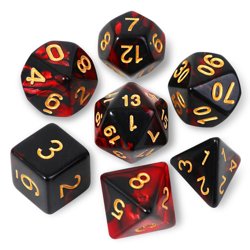 DND Polyhedral Dice Set with a Black Dice Bag for D&D RPG MTG Role Playing Table Games RPG Polyhedral Dice for Dungeon and Dragons Playing Games 7-Die Set (Red&Black Dice)