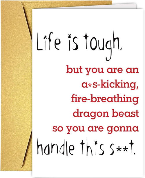 Funny Get Well Soon Cards for Him Her, Humorous Encouragement Cards Support Gift for Friend, Thinking of You Cards, Speedy Surgery Recovery Cards - Life is tough Funny Get Well Soon Cards for Him Her, Humorous Encouragement Cards Support Gift for Friend, Thinking of You Cards, Speedy Surgery Recovery Cards - Life is tough