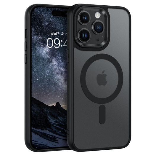 for iPhone 15 Pro Max Case Compatible with MagSafe iPhone 15 Pro Max Magnetic Phone Case Slim Translucent Matte Shockproof Protective Case for iPhone 15 Pro Max 6.7" for Men Women, Black