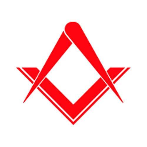 Freemasonry Sticker - Decal - Die Cut - Freemasons Masonic Square and Compass - Red 4.00" x 4.59"