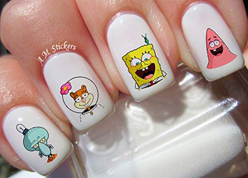 Spongebob Water Nail Art Transfers Stickers Decals - Set of 50 - A1236