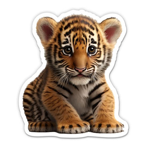 Cute Little Tiger Stickers - 2 Pack of 3" Stickers - Waterproof Vinyl for Car, Phone, Water Bottle, Laptop - Baby Tiger Decals (2-Pack)