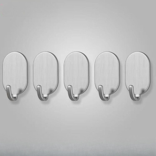 Towel Hooks, Stainless Steel Adhesive Hooks, 4 Pack Heavy Duty Wall Hooks Self Adhesive Bathroom Hooks for Hanging Towel Robe Coat (Grey)