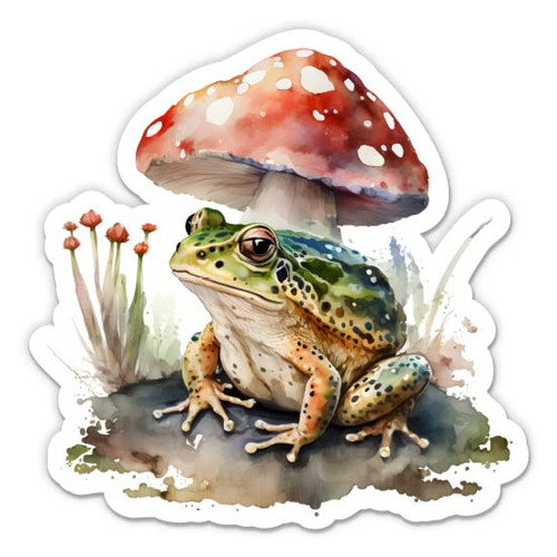 Mushroom and Frog Stickers - 2 Pack of 3" Stickers - Waterproof Vinyl for Car, Phone, Water Bottle, Laptop - Pretty Artistic Cottagecore Decals (2-Pack)