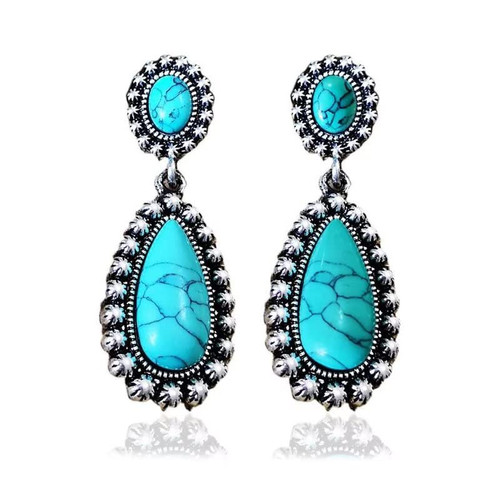 Turquoise Bohemian Earrings 925 Sterling Silver Dangle Drop Earring Cowgirl Western Vintage Jewelry for Women Girls Turquoise Bohemian Earrings 925 Sterling Silver Dangle Drop Earring Cowgirl Western Vintage Jewelry for Women Girls