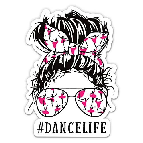 Dance Mom Life Stickers - 2 Pack of 3" Stickers - Waterproof Vinyl for Car, Phone, Water Bottle, Laptop - Messy Bun Momlife #Momlife Decals (2-Pack)