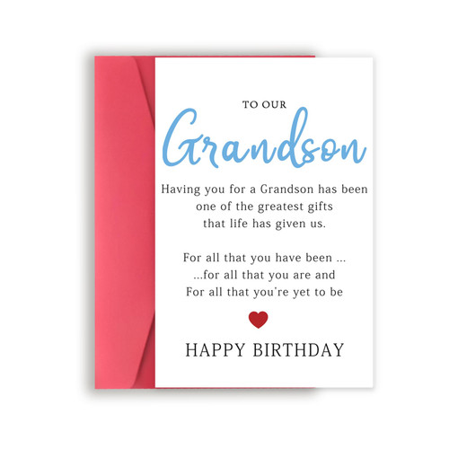 Happy Birthday Card for Grandson, Funny Grandson Birthday Gifts, Hilarious Bday Poem Card from Grandpa Grandma, Splendid Bday Gift Idea for Young Men