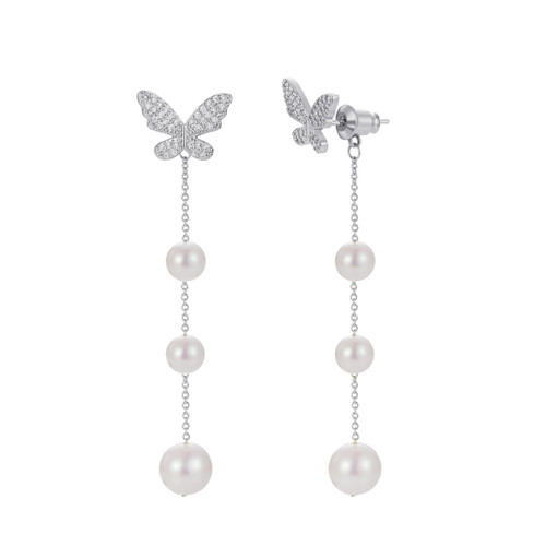 Dangle Earrings for Women - Pearl Earrings | Dangle Earrings for Women Girls Pearl Drop Earring Silver Butterfly Studs Pearl Earrings Dangling Gifts Dangle Earrings for Women - Pearl Earrings | Dangle Earrings for Women Girls Pearl Drop Earring Silver Butterfly Studs Pearl Earrings Dangling Gifts