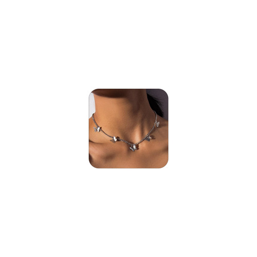 Butterfly Choker Necklace Dainty Choker Butterfly Chain Necklace for Women Thin Chian Necklace Jewelry Gift (Silver) Butterfly Choker Necklace Dainty Choker Butterfly Chain Necklace for Women Thin Chian Necklace Jewelry Gift (Silver)