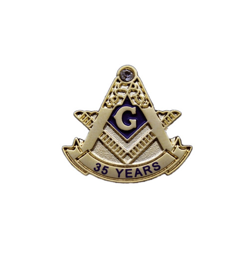 Blue Lodge 35 Years Freemason Masonic Lapel Pin