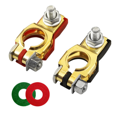 Battery Terminal Connector, Top Post Battery Cable Terminal Clamp Set, Positive and Negative 1 Pair with 2 Washers, Good Contact Corrosion Resistance Car Accessories for SUV Van Motorcycle Battery Terminal Connector, Top Post Battery Cable Terminal Clamp Set, Positive and Negative 1 Pair with 2 Washers, Good Contact Corrosion Resistance Car Accessories for SUV Van Motorcycle