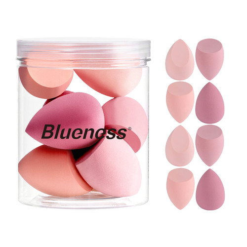 8 Pcs Makeup Sponges Beauty Blender Set - Makeup Sponges For Foundation in 1 Bottle Beauty Cosmetic Foundation Blending Applicator Puff, Flawless for Liquid Cream Powder (8PCS, Pink)
