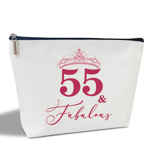 55th Birthday Fabulous Gifts for Women Her Friend Besties Sister, 55 Years Old Makeup Bag, Cosmetic Travel Bag with Zipper for Birthday, Mom Aunt Grandma Daughter Wife Pouch Toiletry Bag - fen08