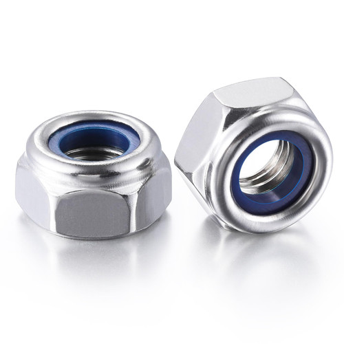 (50pcs) M6 Self Clinching Nuts 304 Stainless Steel Self-Lock Nylon Inserted Hex Lock Nuts